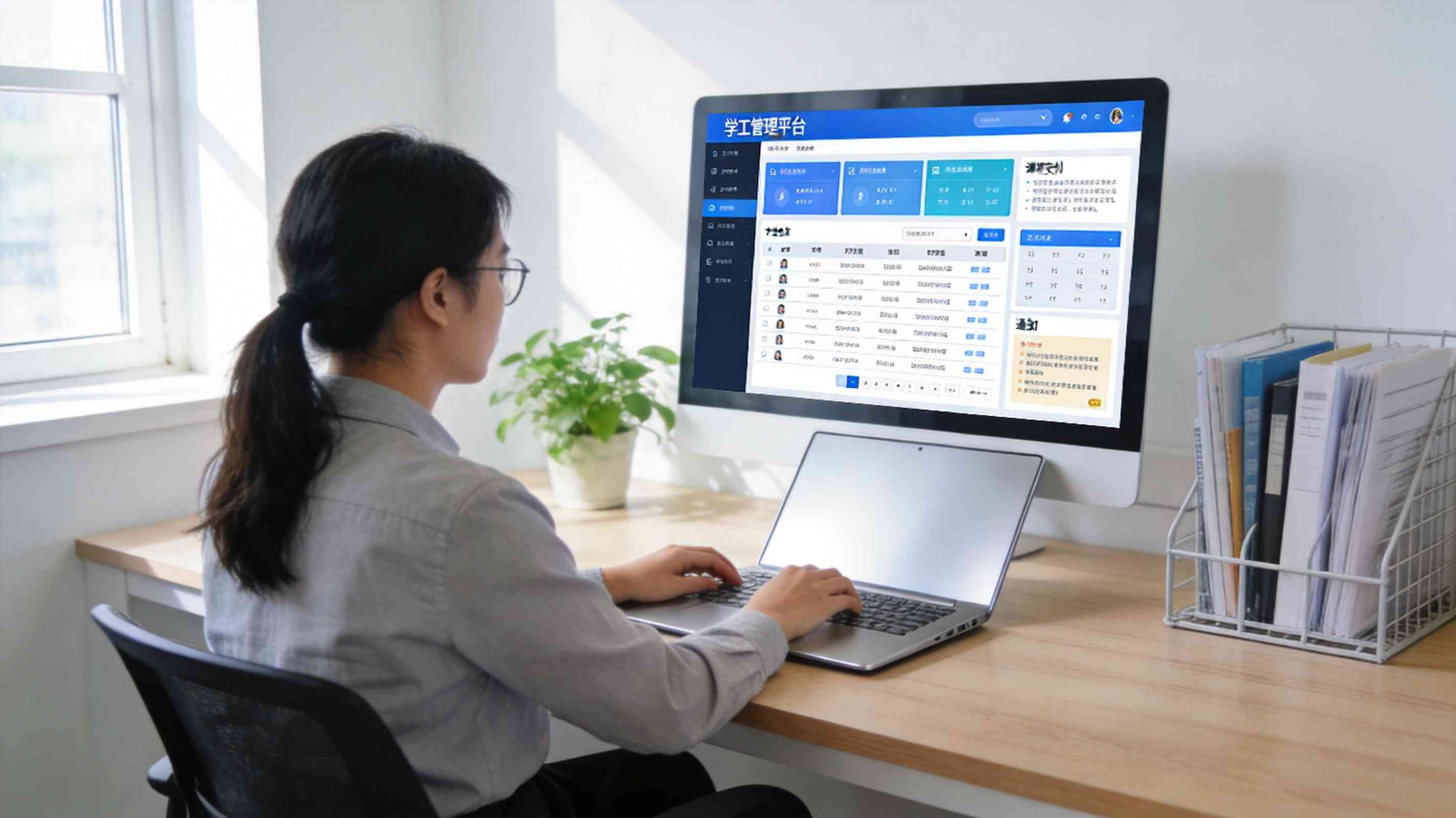 學(xué)工辦電腦工作場(chǎng)景